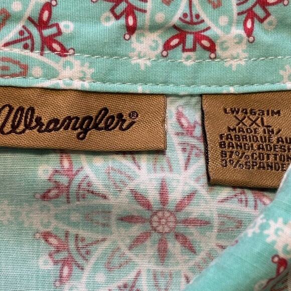 VTG WRANGLER Rhinestone Snap Medallion Star Long Sleeve Western Shirt SZ XL - Picture 7 of 9